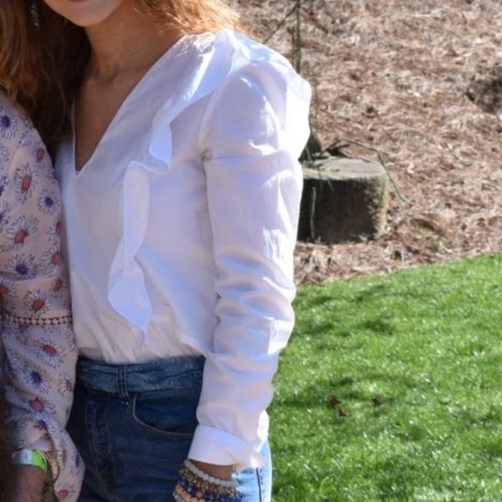 Zara white dress shirt with ruffles